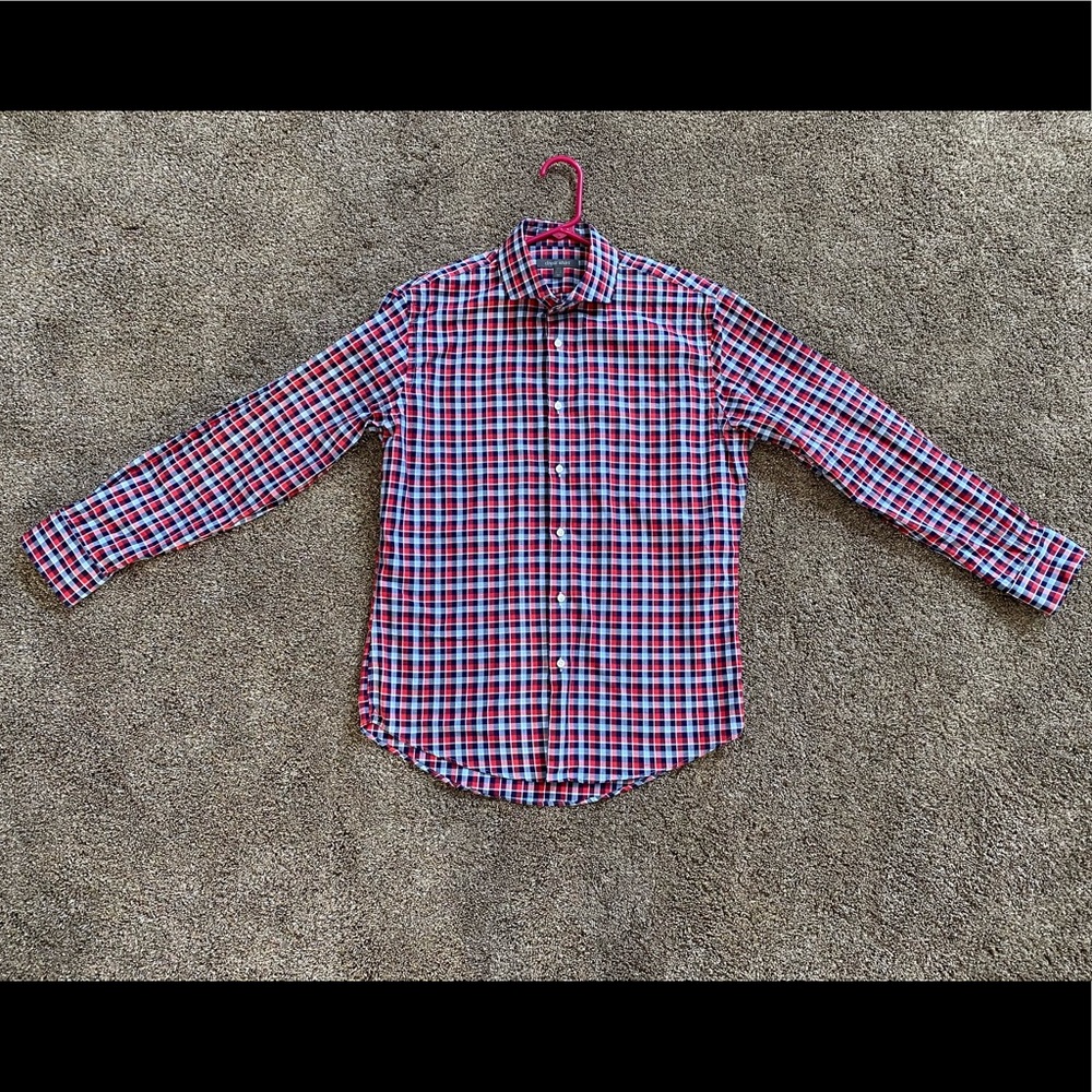 Dress Shirt Size 15 1/2 Long Sleeve Plaid Button Up